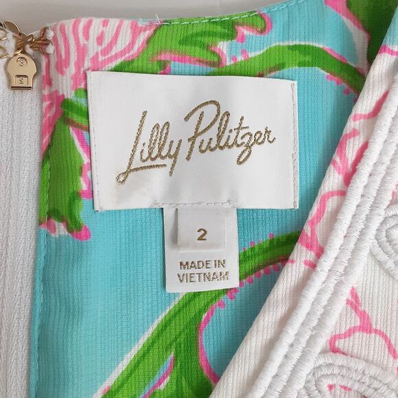 Lilly Pulitzer Sidonie Shift Dress Fresh Water Bursting Blooms Engineered Sz 2 - Picture 7 of 12